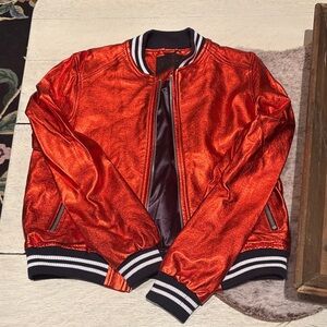 Women's blank NYC Shiny Red Bomber Jacket size M